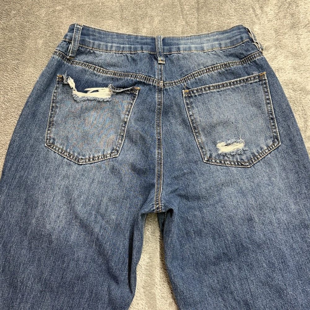 Rue21 Distressed Skinny Jeans Women Size 12 High Rise Blue Denim Raw Hem - Picture 5 of 14